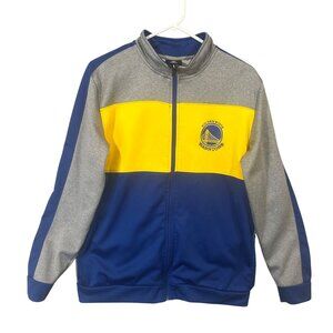 NBA Golden State Warriors Youth Full-Zip Jacket Size XL Blue/Yellow/Gray GUC